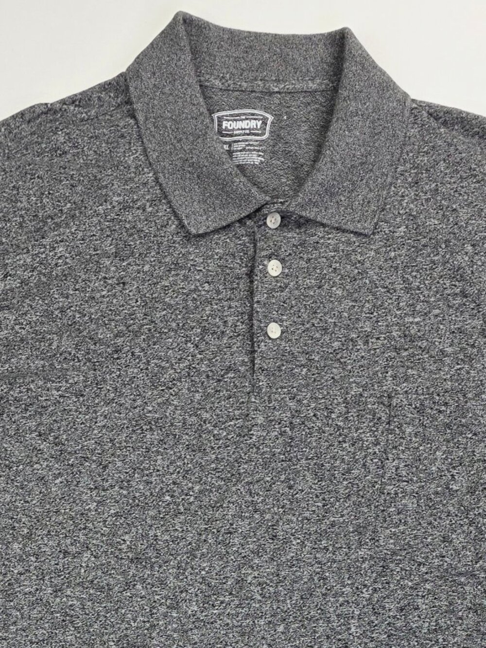 Foundry Size 2XL Mens Charcoal Short Sleeve Spread Collar Cotton Polyester Polo
